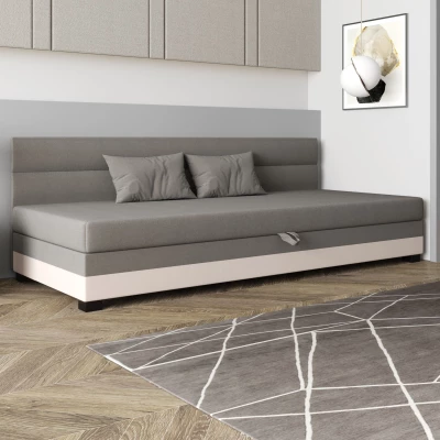 Jednolôžková čalúnená posteľ 120x195 NALINDA BIZ 2 - svetlo šedá / ecru