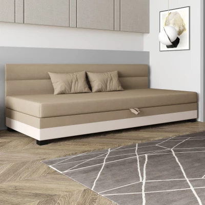 Jednolôžková čalúnená posteľ 90x195 NALINDA BIZ 2 - hnedá / ecru