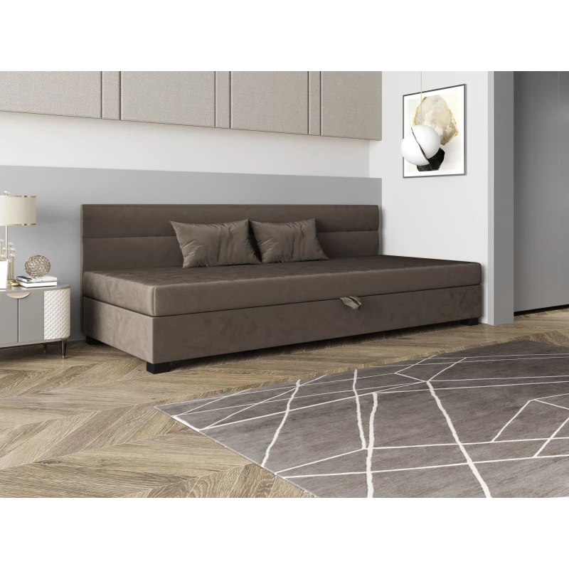 Jednolôžková čalúnená posteľ 90x195 NALINDA BIZ 2 - tmavo hnedá