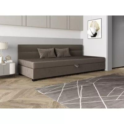 Jednolôžková čalúnená posteľ 90x195 NALINDA BIZ 2 - tmavo hnedá