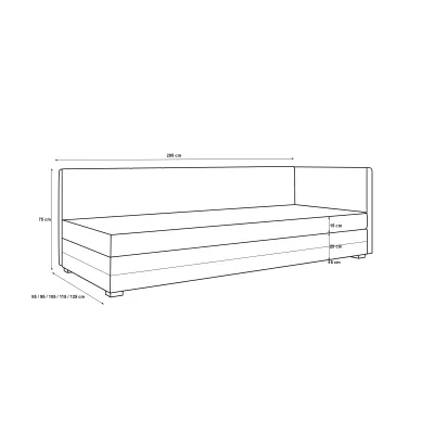 Jednolôžková čalúnená posteľ 80x195 NALINDA PLUS 1 - šedá / svetlo šedá