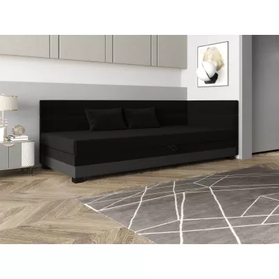 Jednolôžková čalúnená posteľ 80x195 NALINDA PLUS 1 - čierna / šedá