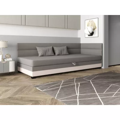 Jednolôžková čalúnená posteľ 80x195 NALINDA PLUS 1 - svetlo šedá / ecru
