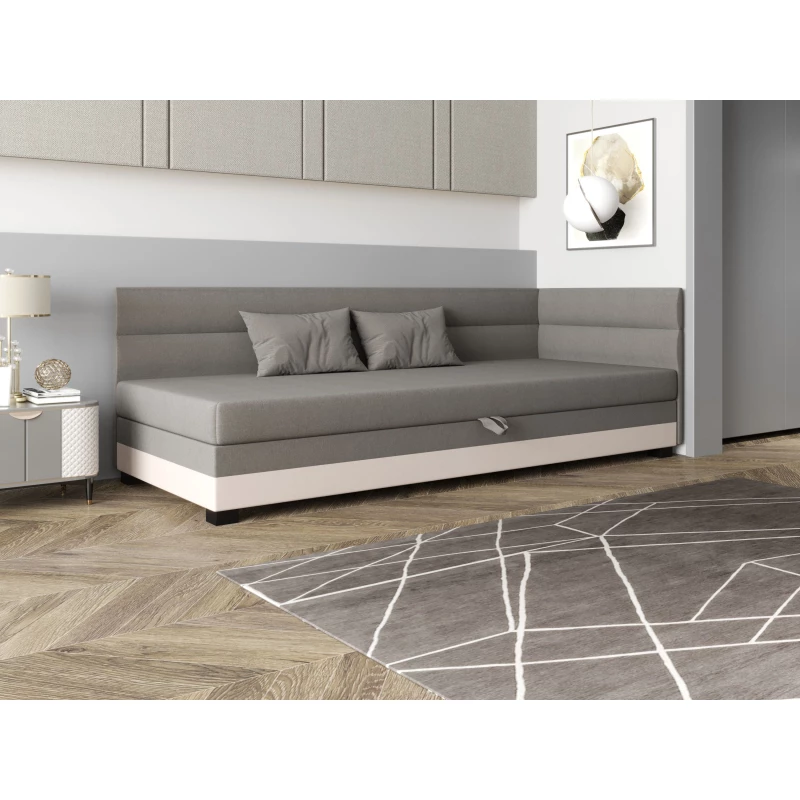 Jednolôžková čalúnená posteľ 90x195 NALINDA PLUS 1 - svetlo šedá / ecru