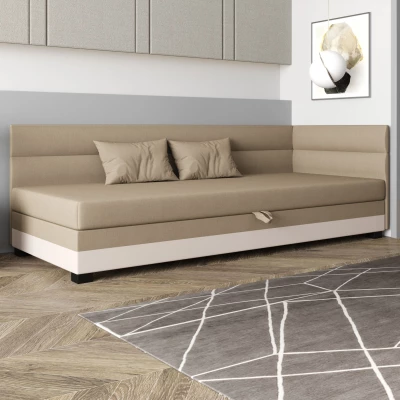 Jednolôžková čalúnená posteľ 80x195 NALINDA PLUS 1 - hnedá / ecru