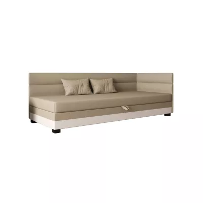 Jednolôžková čalúnená posteľ 120x195 NALINDA PLUS 1 - hnedá / ecru