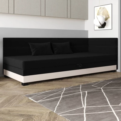 Jednolôžková čalúnená posteľ 90x195 NALINDA PLUS 2 - čierna / ecru