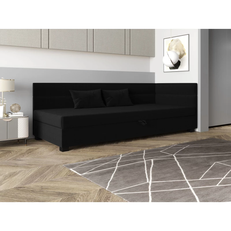 Jednolôžková čalúnená posteľ 110x195 NALINDA PLUS 2 - čierna