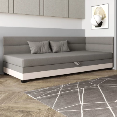 Jednolôžková čalúnená posteľ 80x195 NALINDA PLUS 2 - svetlo šedá / ecru