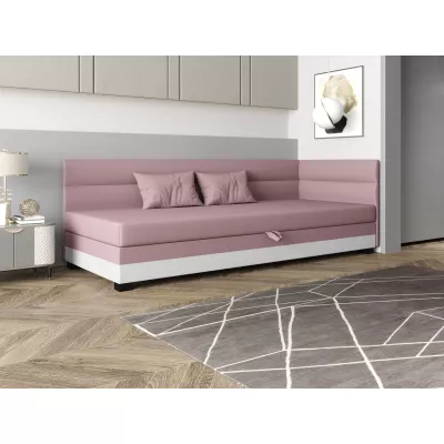 Jednolôžková čalúnená posteľ 90x195 NALINDA PLUS 2 - ružová / biela