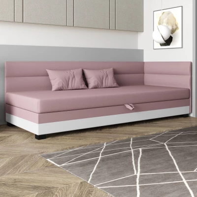 Jednolôžková čalúnená posteľ 120x195 NALINDA PLUS 2 - ružová / biela