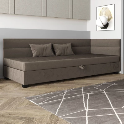 Jednolôžková čalúnená posteľ 80x195 NALINDA PLUS 2 - tmavo hnedá