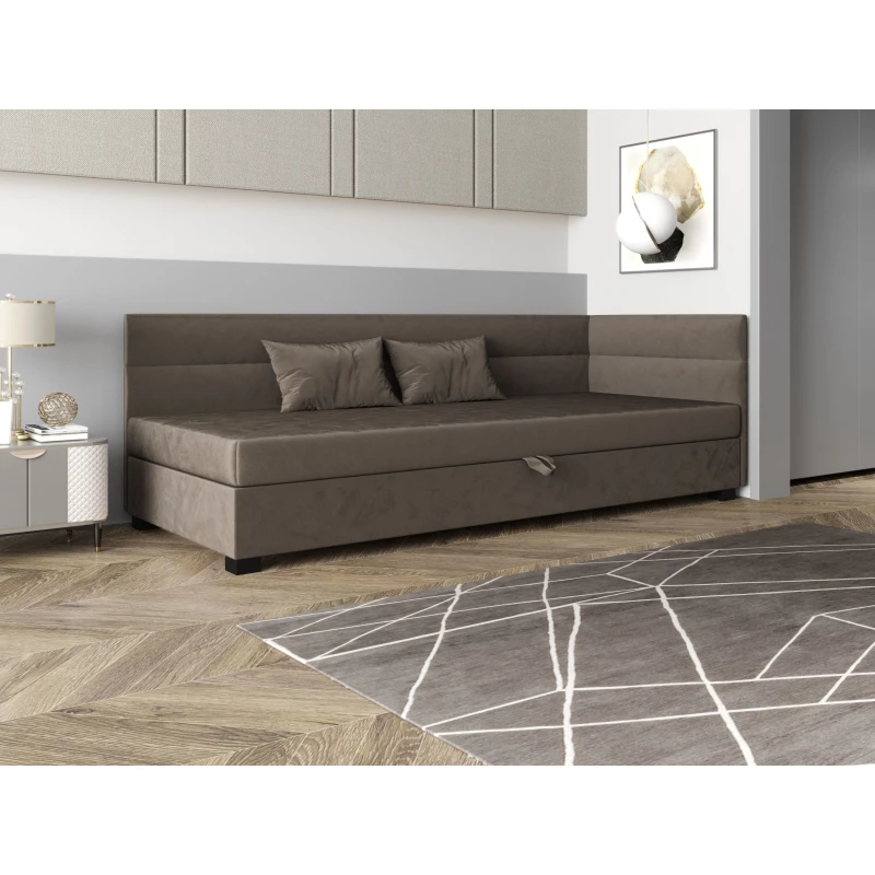 Jednolôžková čalúnená posteľ 120x195 NALINDA PLUS 2 - tmavo hnedá