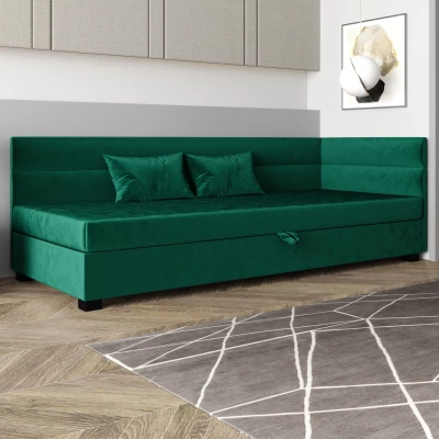 Jednolôžková čalúnená posteľ 110x195 NALINDA PLUS 2 - zelená