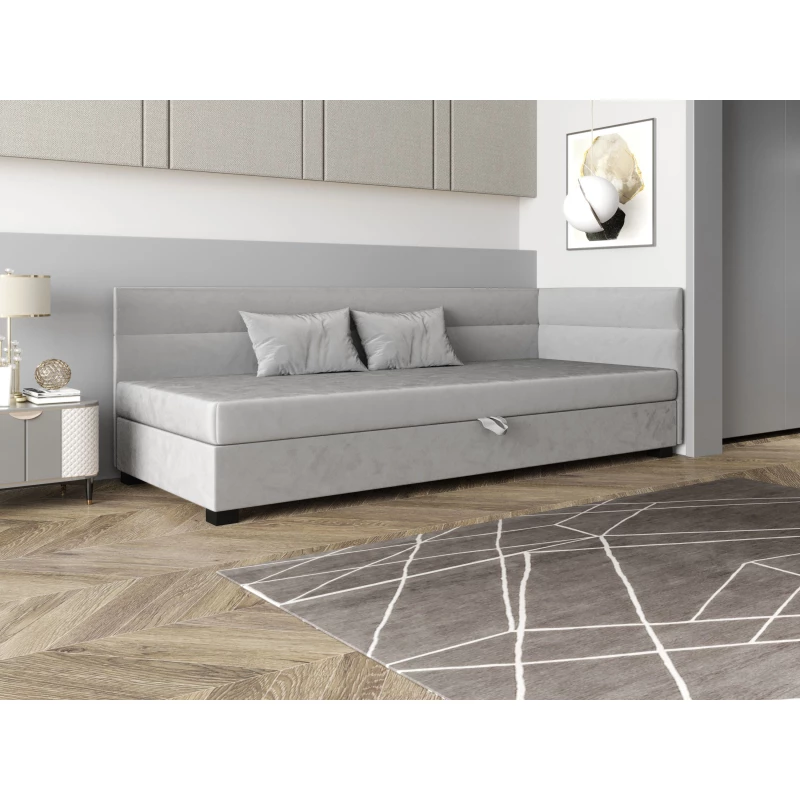 Jednolôžková čalúnená posteľ 110x195 NALINDA PLUS 2 - svetlo šedá
