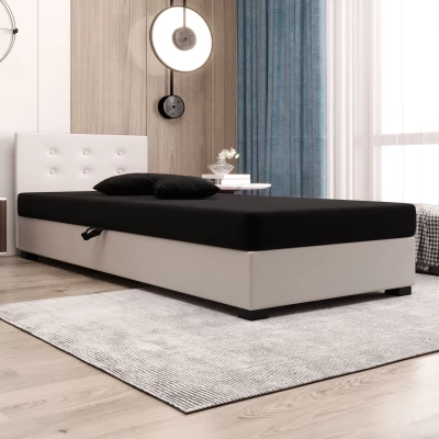 Jednolôžková posteľ 110x195 AJKA 1 - čierna / ecru