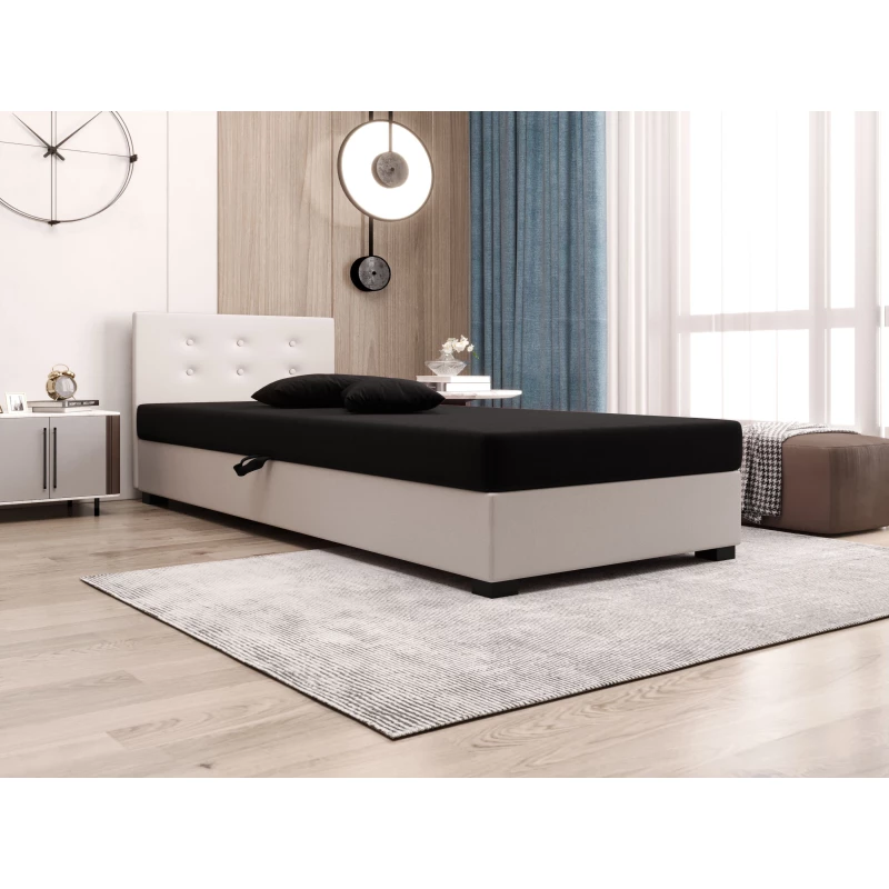 Jednolôžková posteľ 90x195 AJKA 2 - čierna / ecru