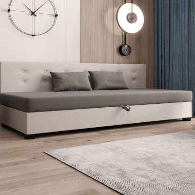 Jednolôžková posteľ 90x195 AJKA BIZ 1 - svetlo šedá / ecru