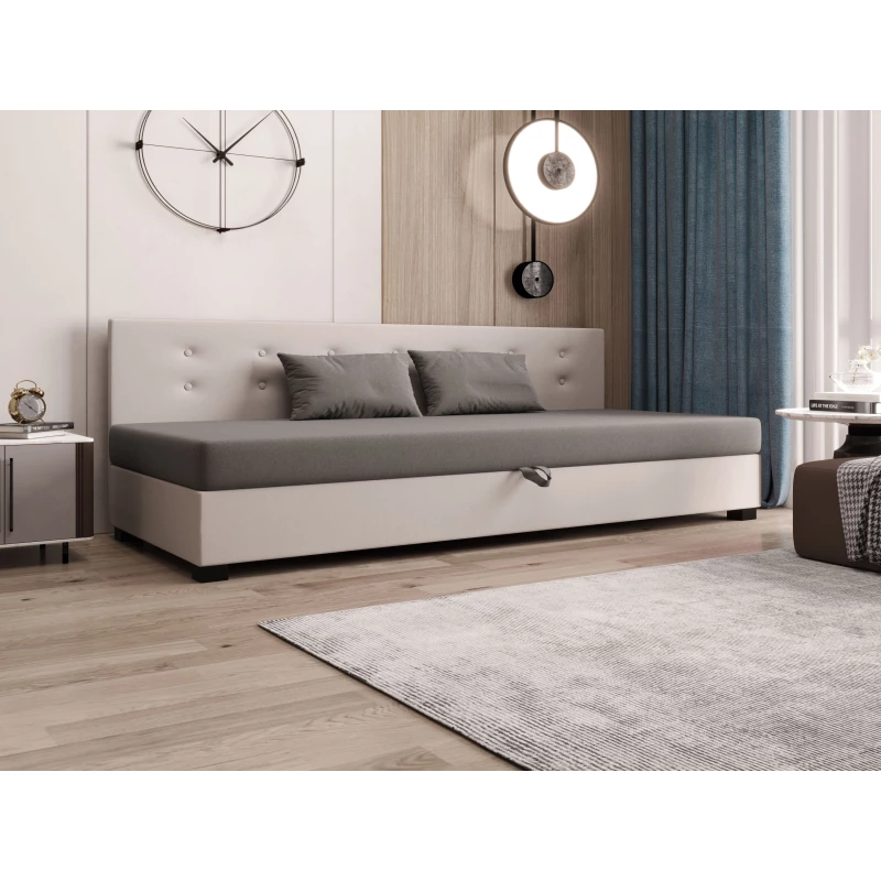 Jednolôžková posteľ 90x195 AJKA BIZ 1 - svetlo šedá / ecru