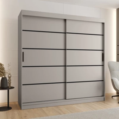 Široká šatníková skriňa 200 cm CASANDRA - kašmír / čierna
