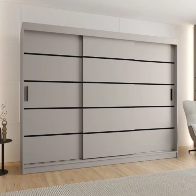 Široká šatníková skriňa 250 cm CASANDRA - kašmír / čierna
