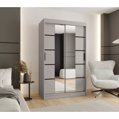 Úzka šatníková skriňa s posuvnými dverami 120 cm CASANDRA - kašmír / čierna