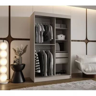 Úzka šatníková skriňa s posuvnými dverami 120 cm CASANDRA - kašmír / čierna