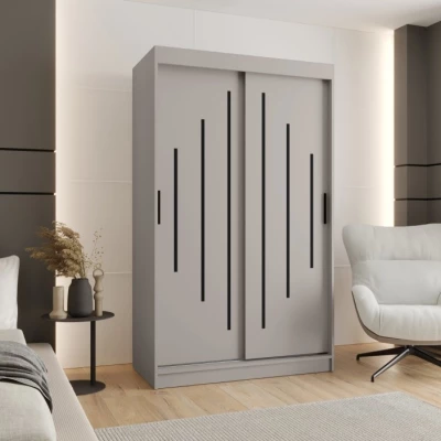 Šatníková skriňa 120 cm CASANDRA s posuvnými dverami - kašmír / čierna