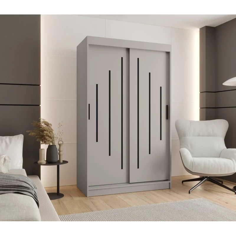 Šatníková skriňa 120 cm CASANDRA s posuvnými dverami - kašmír / čierna