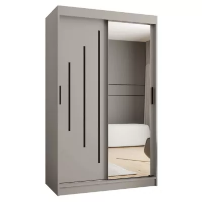 Zrkadlová šatníková skriňa 120 cm CASANDRA - kašmír / čierna