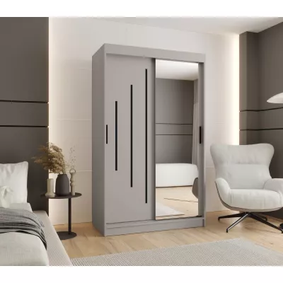 Zrkadlová šatníková skriňa 120 cm CASANDRA - kašmír / čierna