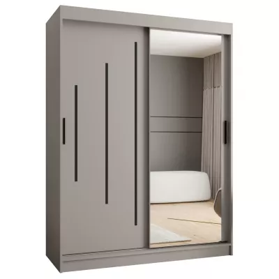 Zrkadlová šatníková skriňa 150 cm CASANDRA - kašmír / čierna