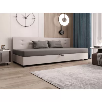 Jednolôžková posteľ 80x195 AJKA BIZ 2 - svetlo šedá / ecru