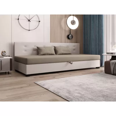 Jednolôžková posteľ 100x195 AJKA BIZ 2 - hnedá / ecru