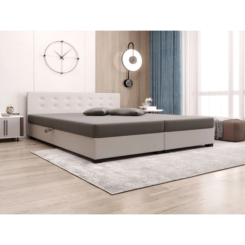 Manželská posteľ 160x200 AJKA DOUBLE 1 - svetlo šedá / ecru