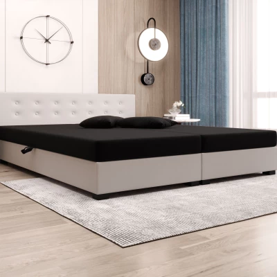 Manželská posteľ 180x200 AJKA DOUBLE 2 - čierna / ecru