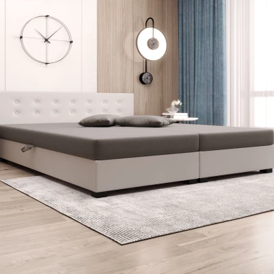 Manželská posteľ 180x200 AJKA DOUBLE 2 - svetlo šedá / ecru