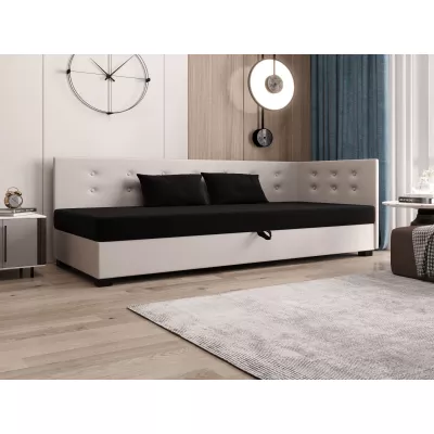 Jednolôžková posteľ 100x195 AJKA PLUS 2 - čierna / ecru