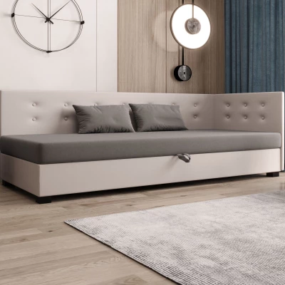 Jednolôžková posteľ 80x195 AJKA PLUS 2 - svetlo šedá / ecru