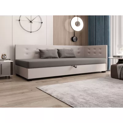 Jednolôžková posteľ 80x195 AJKA PLUS 2 - svetlo šedá / ecru