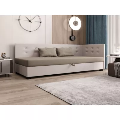 Jednolôžková posteľ 100x195 AJKA PLUS 2 - hnedá / ecru