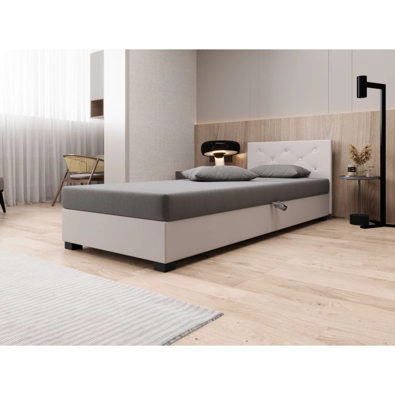 Čalúnená posteľ 80x195 MILEKA 1 - svetlo šedá / ecru