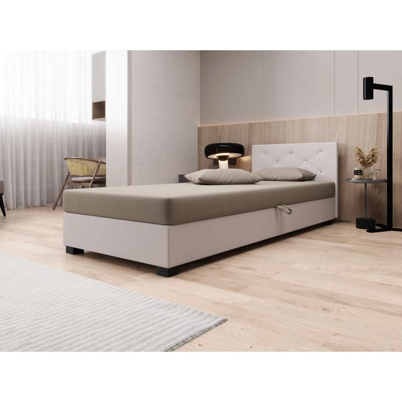 Čalúnená posteľ 100x195 MILEKA 1 - hnedá / ecru