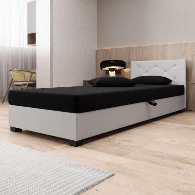 Čalúnená posteľ 120x195 MILEKA 2 - čierna / ecru