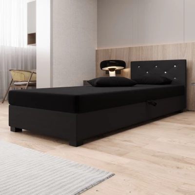 Čalúnená posteľ 110x195 MILEKA 2 - čierna / šedá