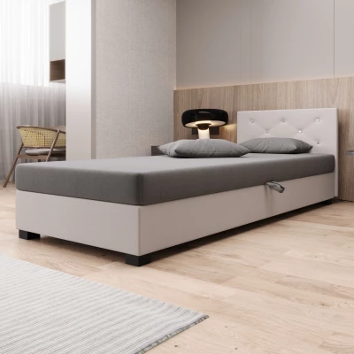 Čalúnená posteľ 110x195 MILEKA 2 - svetlo šedá / ecru