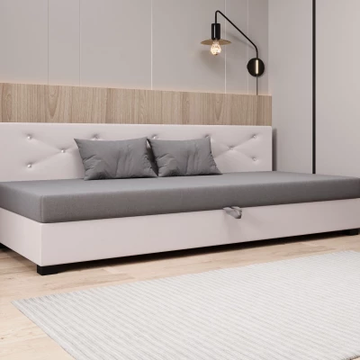 Čalúnená posteľ 80x195 MILEKA BIZ 1 - svetlo šedá / ecru