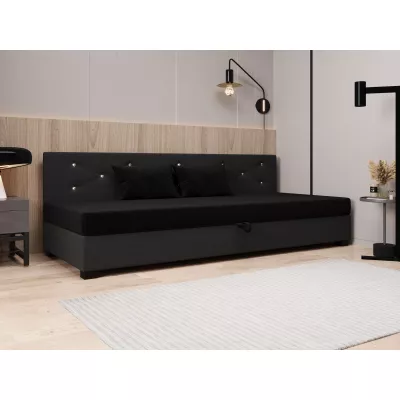 Čalúnená posteľ 90x195 MILEKA BIZ 2 - čierna / šedá