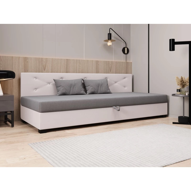 Čalúnená posteľ 100x195 MILEKA BIZ 2 - svetlo šedá / ecru