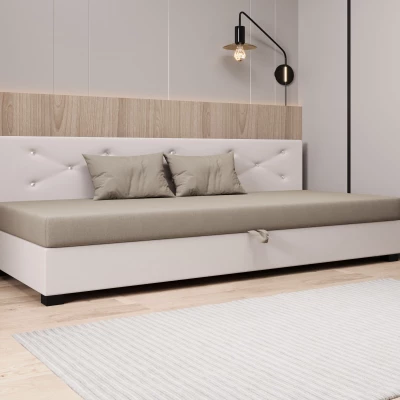 Čalúnená posteľ 90x195 MILEKA BIZ 2 - hnedá / ecru